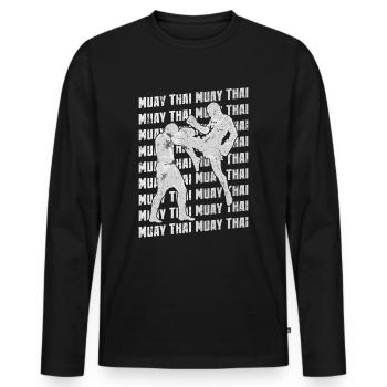 Muay Thai, répétition de l'entraînement au combat d'arts martiaux - T-shirt manches longues Premium bio Homme - noir - Devant - Nico (187cm)