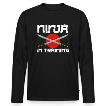 Ninja à l'entraînement de l'artiste martiale Katana Ninjutsu - T-shirt manches longues Premium bio Homme - noir - Devant - Nico (187cm)