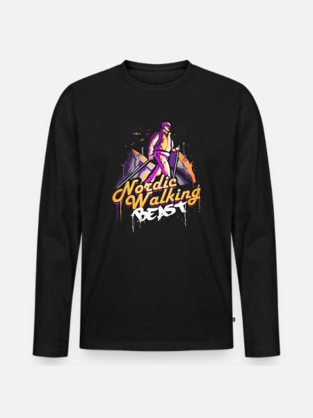 Nordic Walking - Männer Premium Bio Langarmshirt - Schwarz