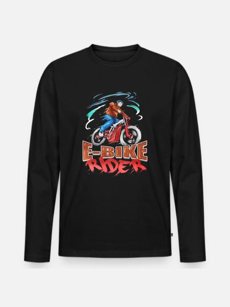 E-bike E-biker Ebike - Männer Premium Bio Langarmshirt - Schwarz