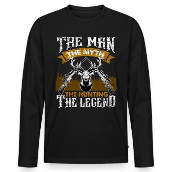 Chasse chasseur tir - T-shirt manches longues Premium bio Homme - noir - Devant - Nico (187cm)