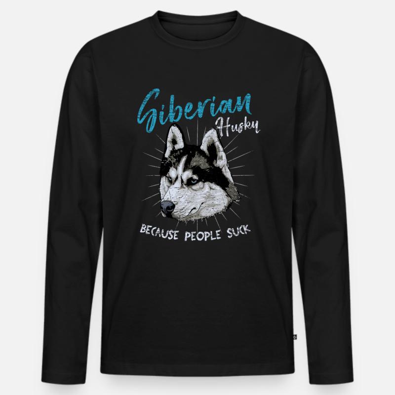 Husky - Männer Premium Bio Langarmshirt - Schwarz