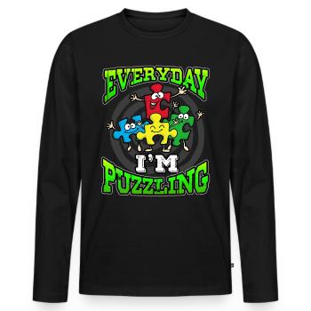 Puzzle Jigsaw Puzzle - Männer Premium Bio Langarmshirt - Schwarz - Vorne - Nico (187cm)