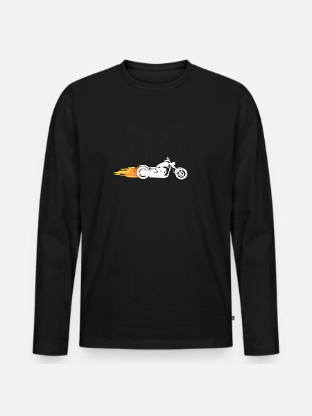 Hellbike, motorcycle with flames for all bikers - Men's Premium Organic Long Sleeve Shirt - black