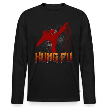 Kung Fu Fighter - Männer Premium Bio Langarmshirt - Schwarz - Vorne - Nico (187cm)