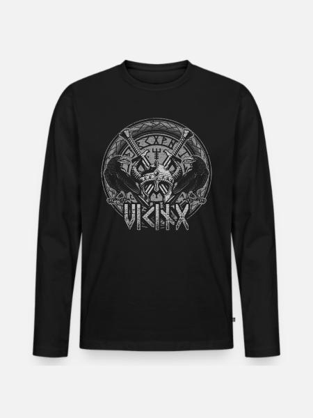 Viking Tatueringar Medeltida - Ekologisk långärmad premium-T-shirt herr - svart
