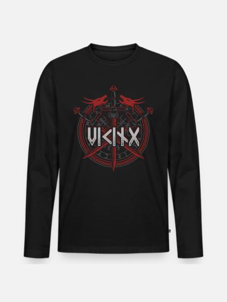 Wikinger Walhalla Nordische Mythologie - Männer Premium Bio Langarmshirt - Schwarz