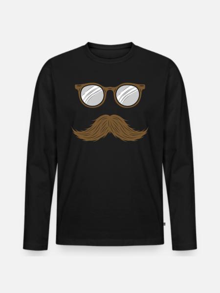 Moustache - Oberlippenbart - Mustache - Männer Premium Bio Langarmshirt - Schwarz