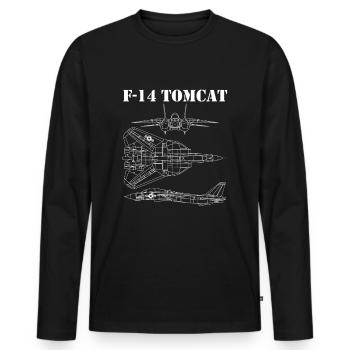 Schéma Tomcat F14 Vintage Blanc - T-shirt manches longues Premium bio Homme - noir - Devant - Nico (187cm)