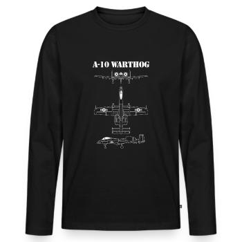 Vintage A-10 Warzenschwein-Flugzeug Schema in Wei� - Männer Premium Bio Langarmshirt - Schwarz - Vorne - Nico (187cm)