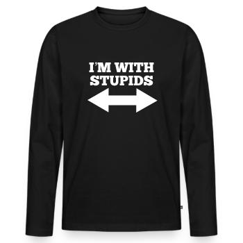Drôle, je suis avec des fous et la flèche gauche et - T-shirt manches longues Premium bio Homme - noir - Devant - Nico (187cm)