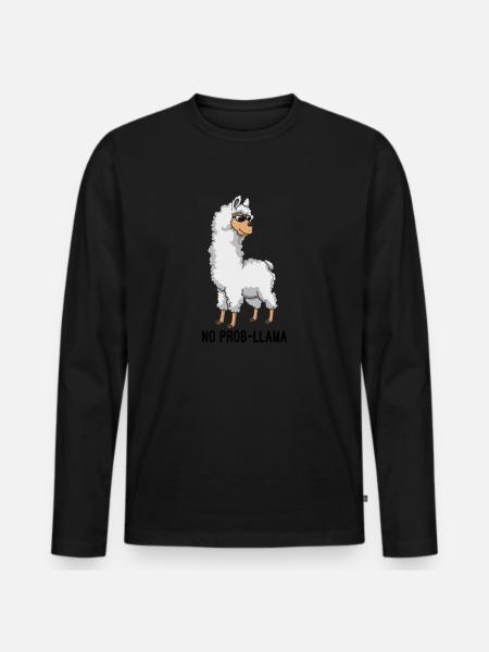 Pas de lama cool et drôle Prob-Lama Pas de problème - T-shirt manches longues Premium bio Homme - noir