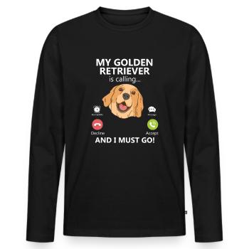 Mon golden retriever appelle et je dois être drôle - T-shirt manches longues Premium bio Homme - noir - Devant - Nico (187cm)