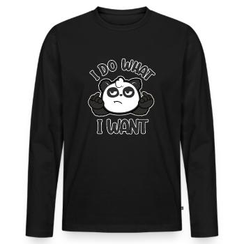 Ich mache, was ich will Panda Einstellung Panda Fi - Männer Premium Bio Langarmshirt - Schwarz - Vorne - Nico (187cm)