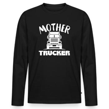 Mère camionneur drôle semi conducteur de camion maman Tee - T-shirt manches longues Premium bio Homme - noir - Devant - Nico (187cm)