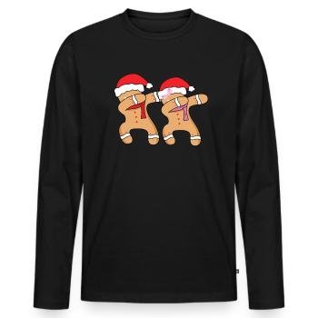 Dab gingerbread man & girl Funny Christmas - Men's Premium Organic Long Sleeve Shirt - black - Front - Nico (187cm)