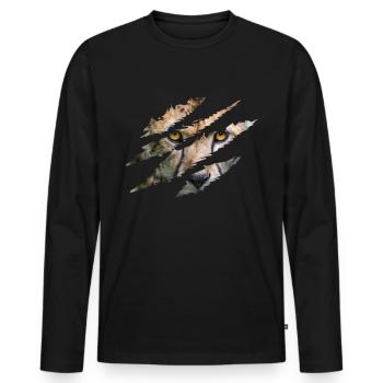 Griffes guépards Grand Chat Guépard Schlitzkl - T-shirt manches longues Premium bio Homme - noir - Devant - Nico (187cm)