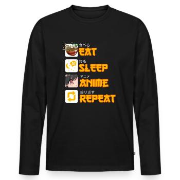 Eat Sleep Anime Repeat Anime Manga Lover Otaku - Männer Premium Bio Langarmshirt - Schwarz - Vorne - Nico (187cm)