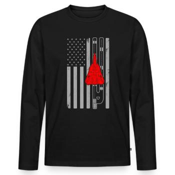 F14 Tomcat Kampfjet American Flag Runway F14 - Männer Premium Bio Langarmshirt - Schwarz - Vorne - Nico (187cm)