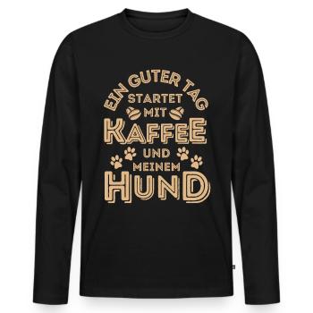 Hund & Kaffee Hund Cafe - Männer Premium Bio Langarmshirt - Schwarz - Vorne - Nico (187cm)
