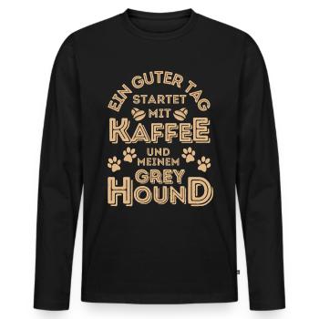 Greyhound Kaffee Hund Cafe - Männer Premium Bio Langarmshirt - Schwarz - Vorne - Nico (187cm)