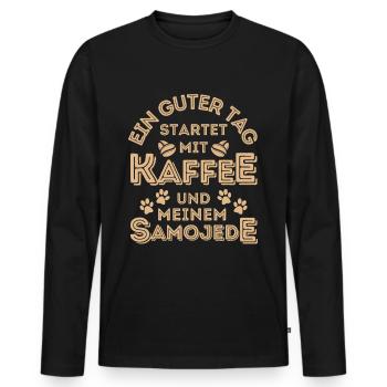 Samojede Kaffee Hund Cafe - Männer Premium Bio Langarmshirt - Schwarz - Vorne - Nico (187cm)