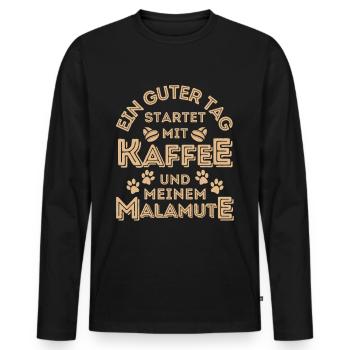 Malamute Kaffee Hund Cafe - Männer Premium Bio Langarmshirt - Schwarz - Vorne - Nico (187cm)