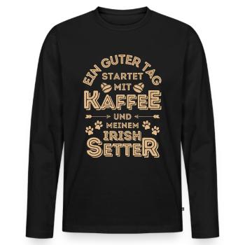 Irish Setter Kaffee Hund Cafe - Männer Premium Bio Langarmshirt - Schwarz - Vorne - Nico (187cm)