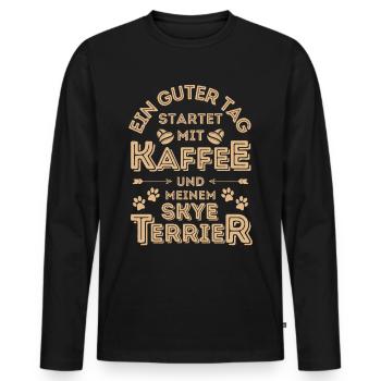 Skye Terrier Kaffee Hund Cafe - Männer Premium Bio Langarmshirt - Schwarz - Vorne - Nico (187cm)