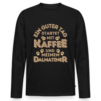 Dalmatiner Kaffee Hund Cafe - Männer Premium Bio Langarmshirt - Schwarz - Vorne - Nico (187cm)