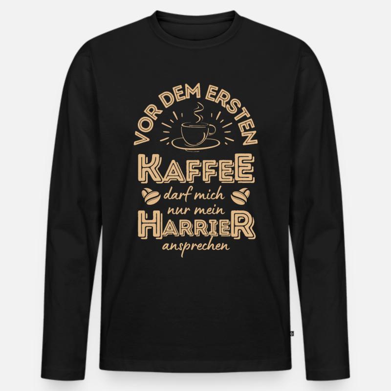 Harrier Kaffee Hund Cafe - Männer Premium Bio Langarmshirt - Schwarz