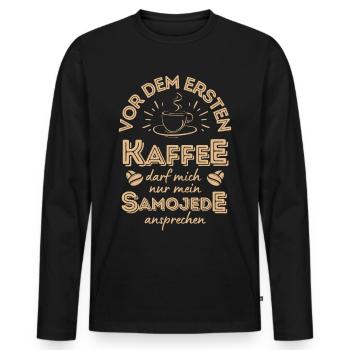 Samojede Kaffee Hund Cafe - Männer Premium Bio Langarmshirt - Schwarz - Vorne - Nico (187cm)