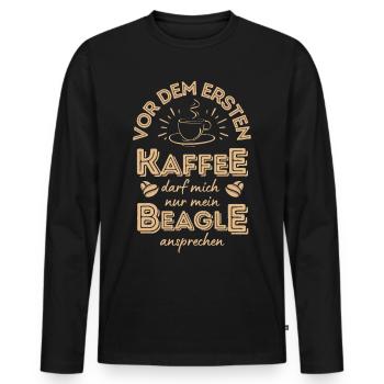 Beagle Kaffee Hund Cafe - Männer Premium Bio Langarmshirt - Schwarz - Vorne - Nico (187cm)