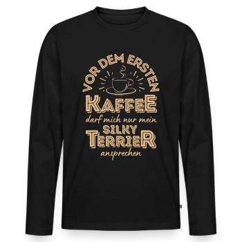 Silky Terrier Kaffee Hund Cafe - Männer Premium Bio Langarmshirt - Schwarz - Vorne - Nico (187cm)