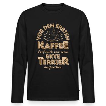 Skye Terrier Kaffee Hund Cafe - Männer Premium Bio Langarmshirt - Schwarz - Vorne - Nico (187cm)
