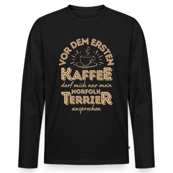Norfolk Terrier Kaffee Hund Cafe - Männer Premium Bio Langarmshirt - Schwarz - Vorne - Nico (187cm)