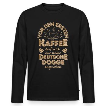 Deutsche Dogge Kaffee Hund Cafe - Männer Premium Bio Langarmshirt - Schwarz - Vorne - Nico (187cm)
