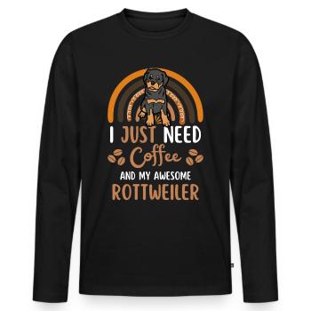 Sweet Rottweiler Café Chien Café kawaii - T-shirt manches longues Premium bio Homme - noir - Devant - Nico (187cm)