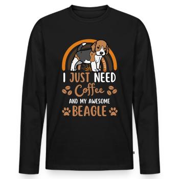 Sweet Beagle Coffee Dog Cafe kawaii - Men's Premium Organic Long Sleeve Shirt - black - Front - Nico (187cm)