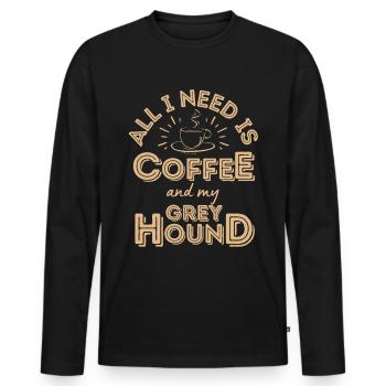 Greyhound Café Chien Café - T-shirt manches longues Premium bio Homme - noir - Devant - Nico (187cm)