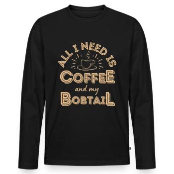 Bobtail Coffee Dog Cafe - T-shirt manches longues Premium bio Homme - noir - Devant - Nico (187cm)