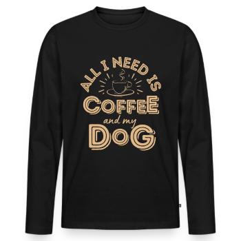 Chien & Café Chien Café - T-shirt manches longues Premium bio Homme - noir - Devant - Nico (187cm)
