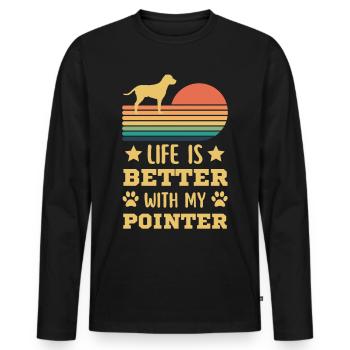 Legendary English Pointer Vintage Retro - Men's Premium Organic Long Sleeve Shirt - black - Front - Nico (187cm)