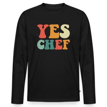 Chef Drôle Restaurant Cuisine Chef - T-shirt manches longues Premium bio Homme - noir - Devant - Nico (187cm)