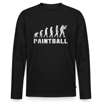 Evolution Paintball 2.0 - Paintball T-Shirt - Männer Premium Bio Langarmshirt - Schwarz - Vorne - Nico (187cm)