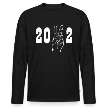 2022 Peace Zeichen - Männer Premium Bio Langarmshirt - Schwarz - Vorne - Nico (187cm)