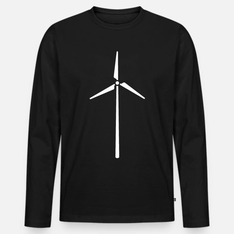 Windrad - Männer Premium Bio Langarmshirt - Schwarz
