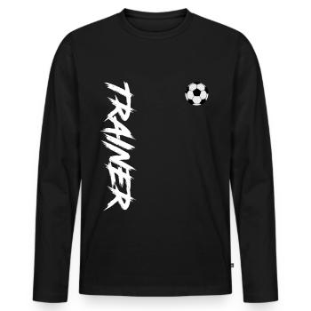 Entraîneur de football, entraîneur, football - T-shirt manches longues Premium bio Homme - noir - Devant - Nico (187cm)