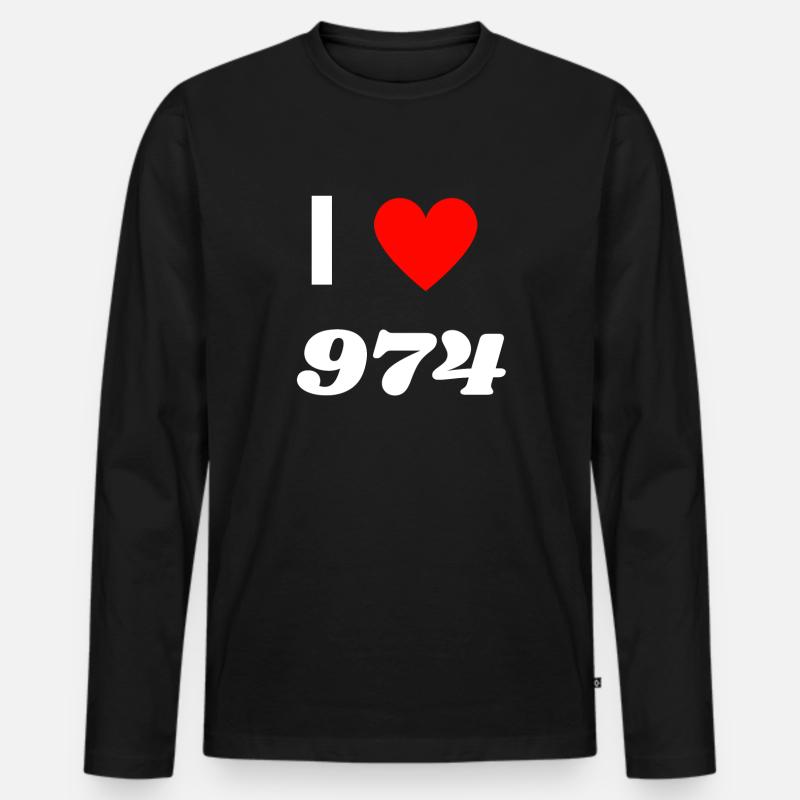 Ich liebe 974 - Männer Premium Bio Langarmshirt - Schwarz