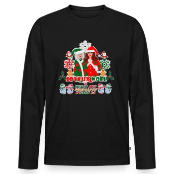 Joyeux Noël Merci aux Soignants d'être là ! - T-shirt manches longues Premium bio Homme - noir - Devant - Nico (187cm)